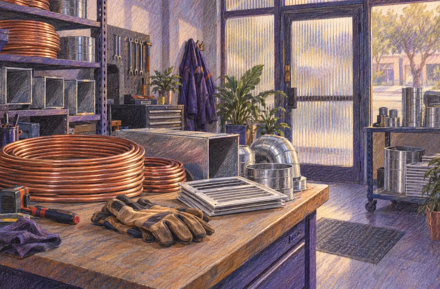 Illustration of hvac businesses and their working space